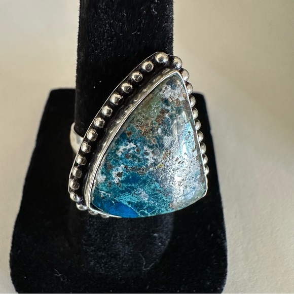 Handmade Jewelry - Azurite Blue Green Ring 6 1/2
